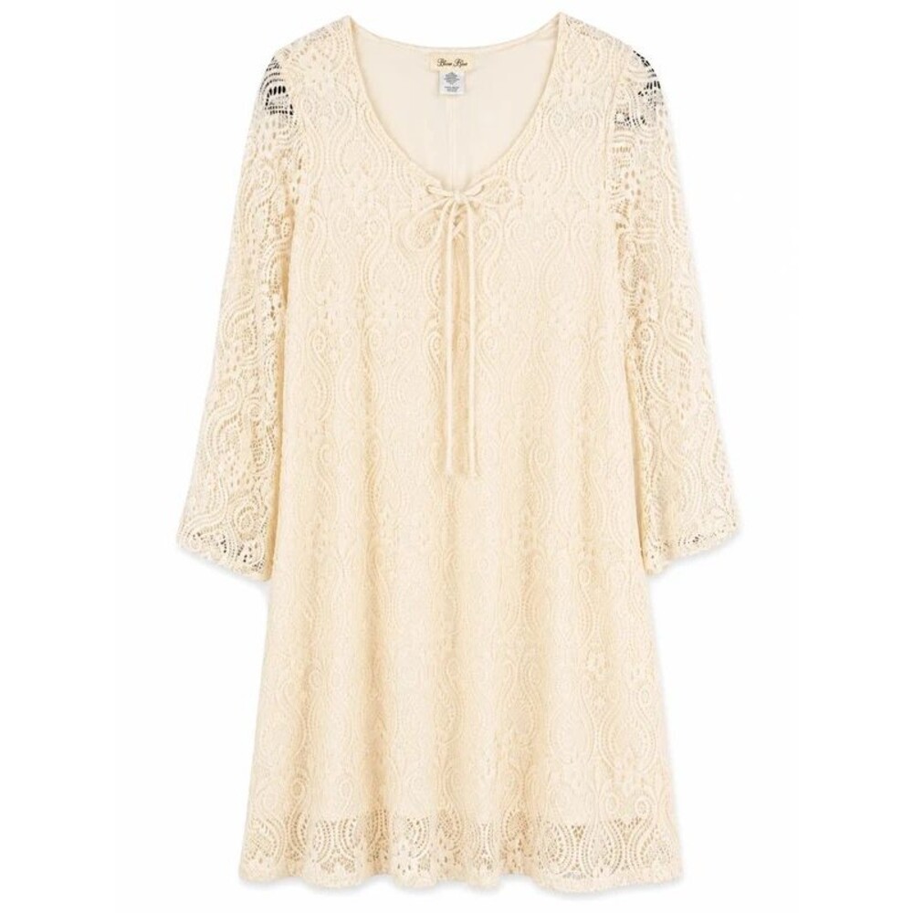 Brittany Black Ivory Lace Shift Dress | Size Large